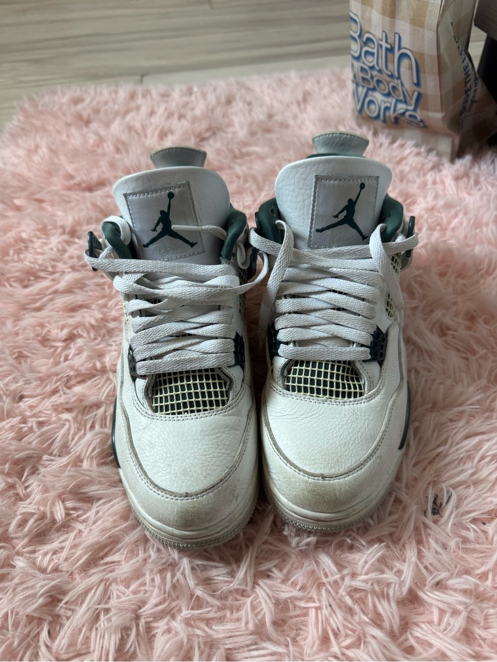 Jordan Kids White and Green High-Top Sneakers